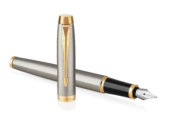 Ручка перьевая Parker IM Metal Brushed Metal GT, серебристый/золотистый